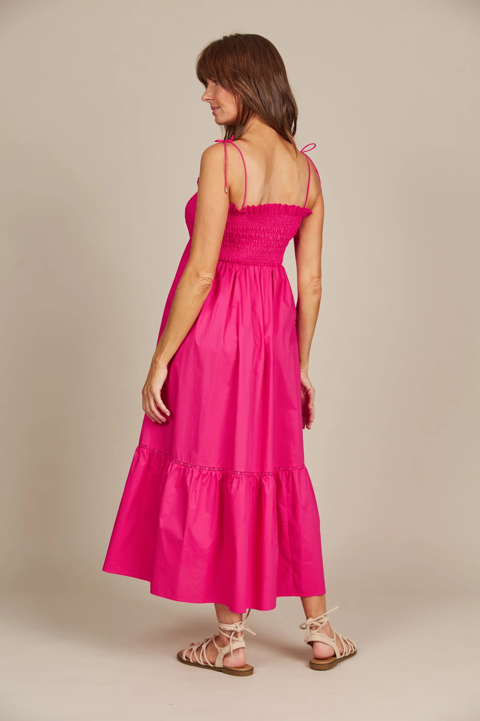 Isle of Mine Remi Shirred Maxi Dress Raspberry