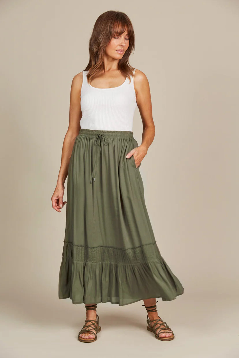 Isle of Mine Esme Maxi Skirt Olive