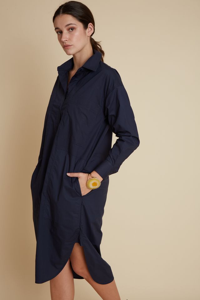 Dayle Cotton ShirtDress Velveteen Rabbit BR129 Navy