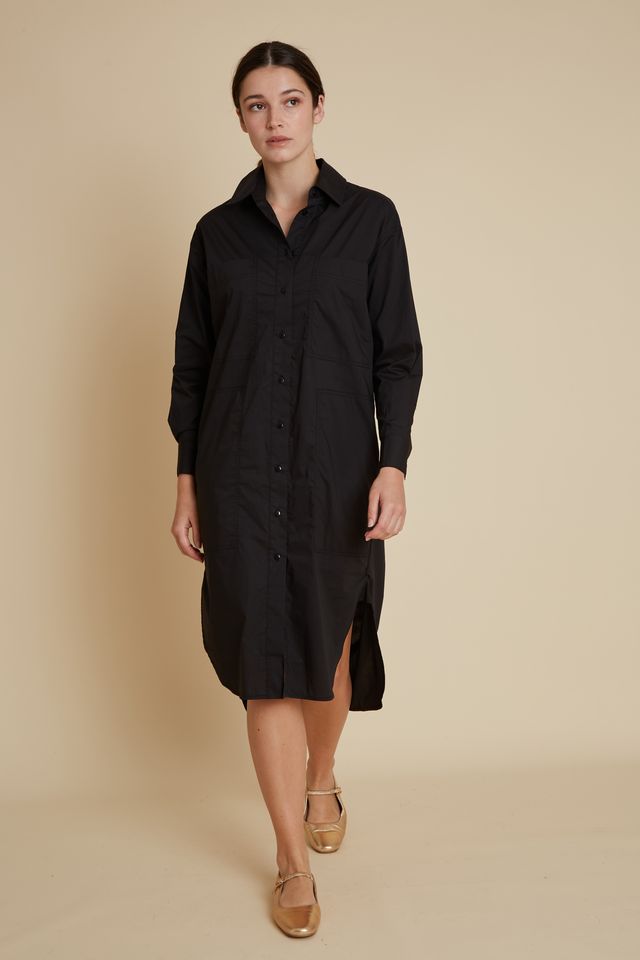 Dayle Cotton ShirtDress Velveteen Rabbit BR129 Black