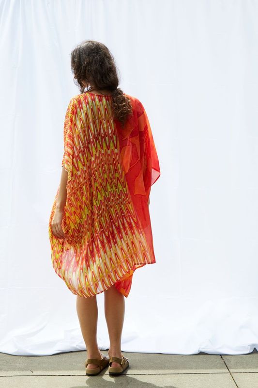 Tasia Midi Kaftan Pure Silk Bimini Reds