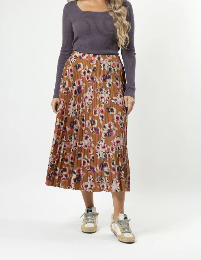 Brigette Skirt Blurred Blooms Rust Stella + Gemma