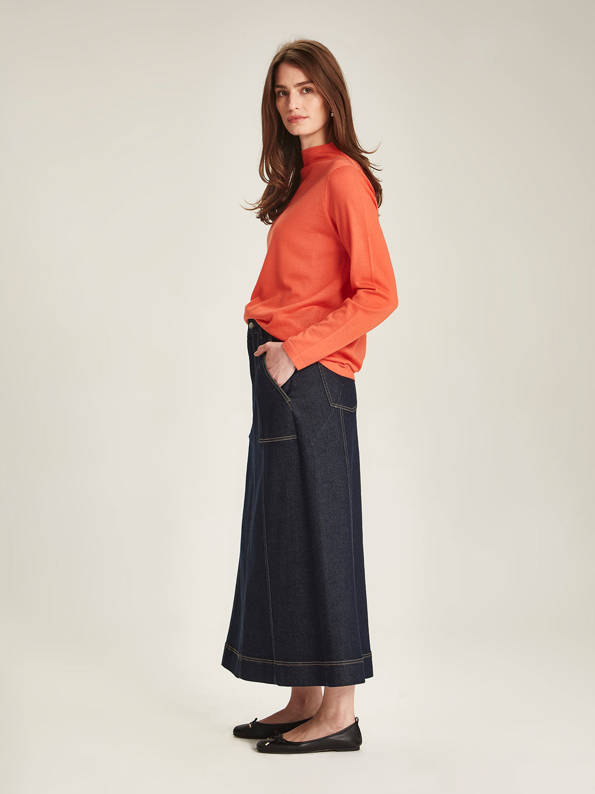 Harper Denim Skirt Sills Dark Wash