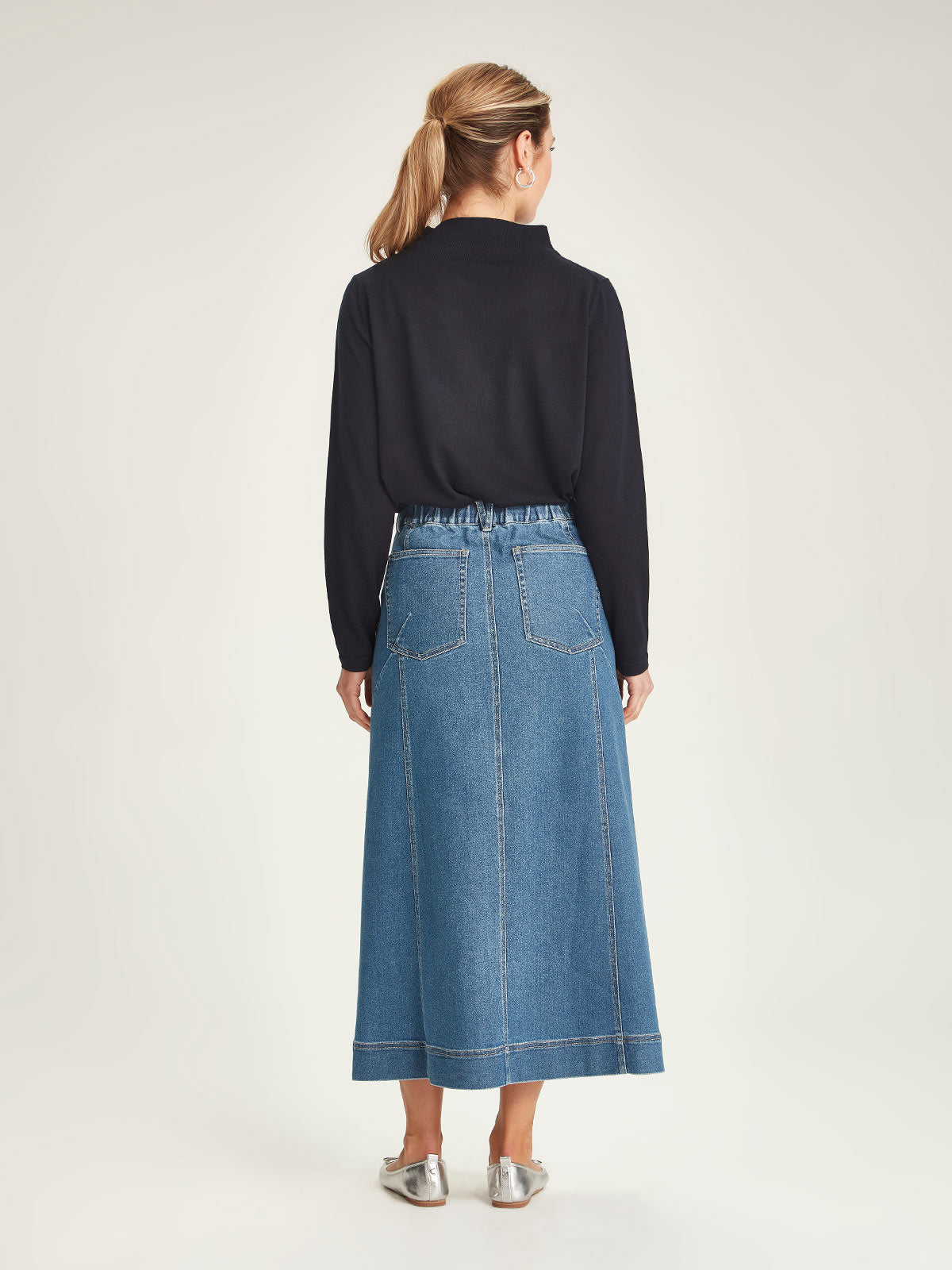 Harper Denim Skirt Sills Mid Wash