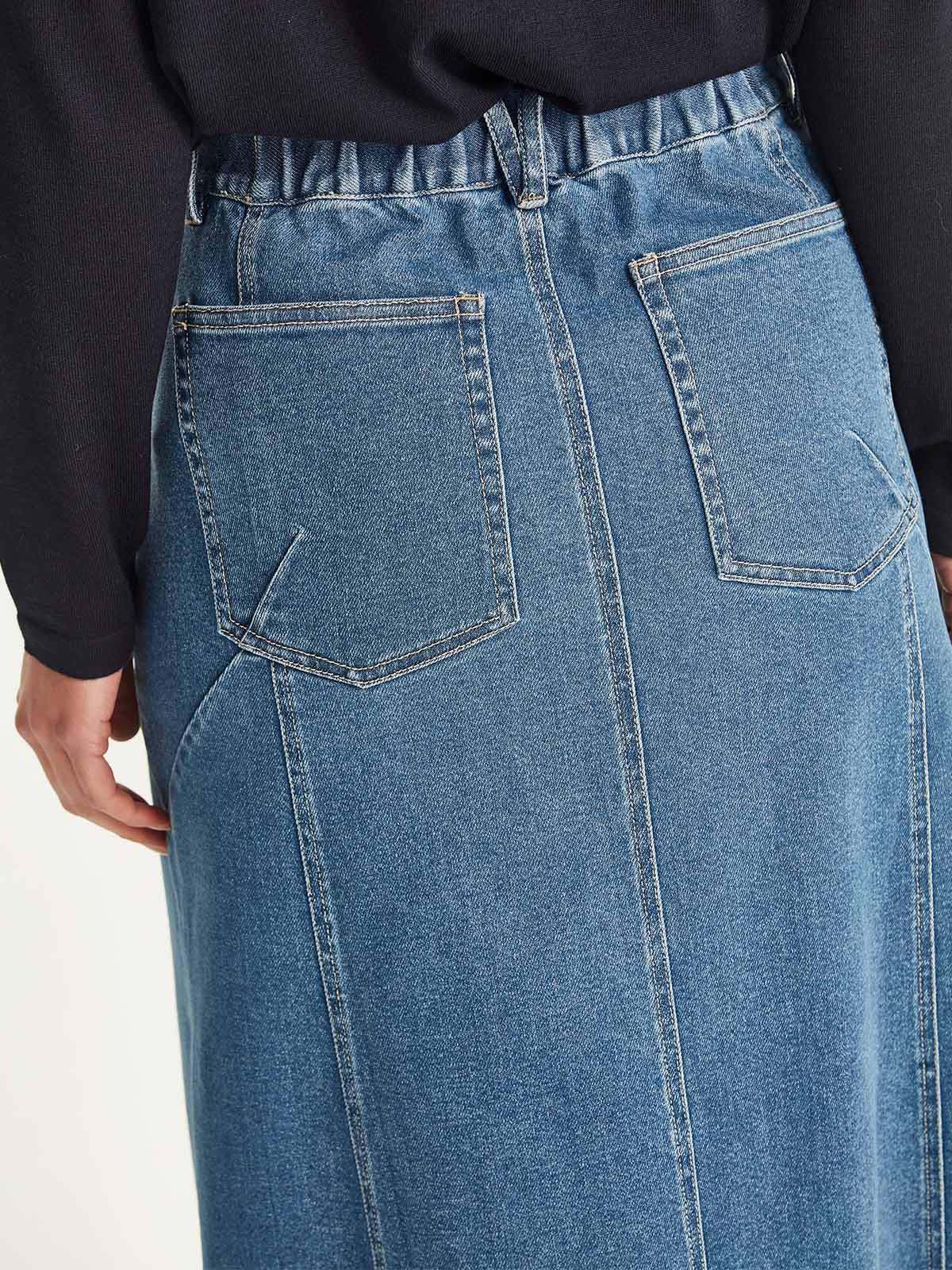 Harper Denim Skirt Sills Mid Wash