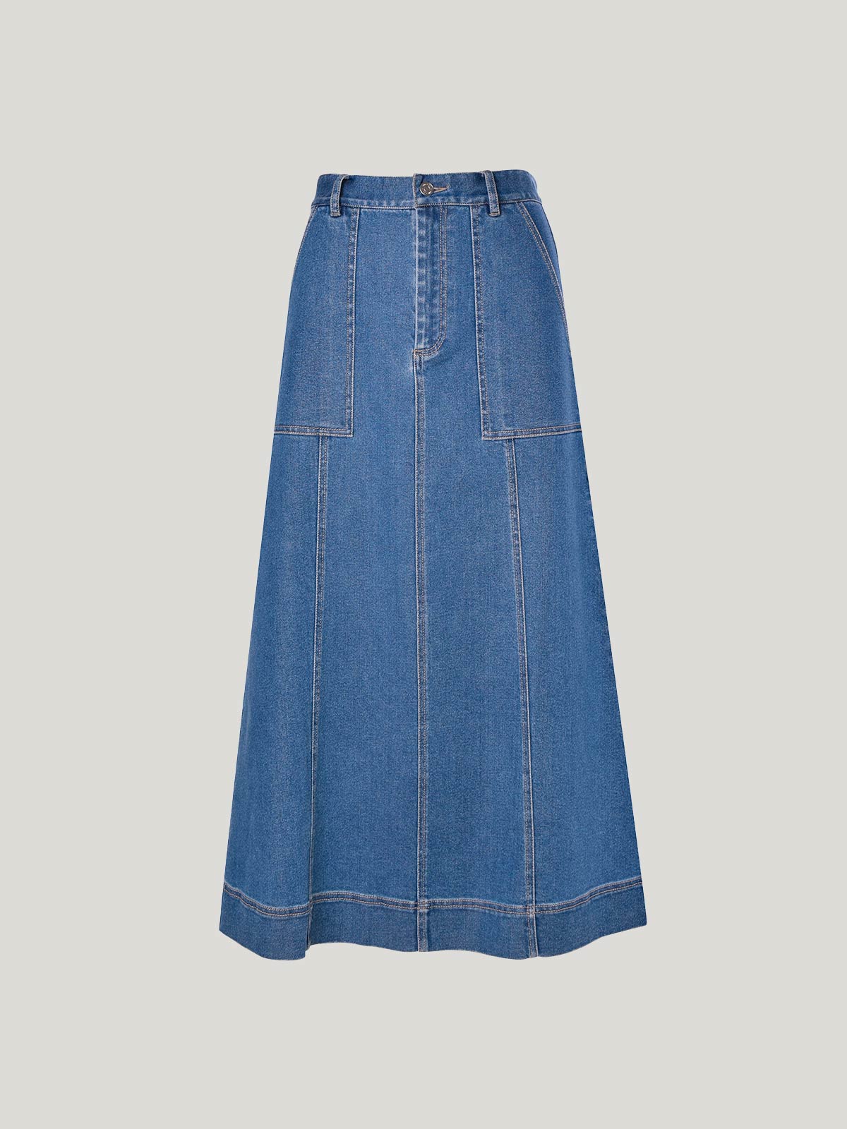 Harper Denim Skirt Sills Mid Wash