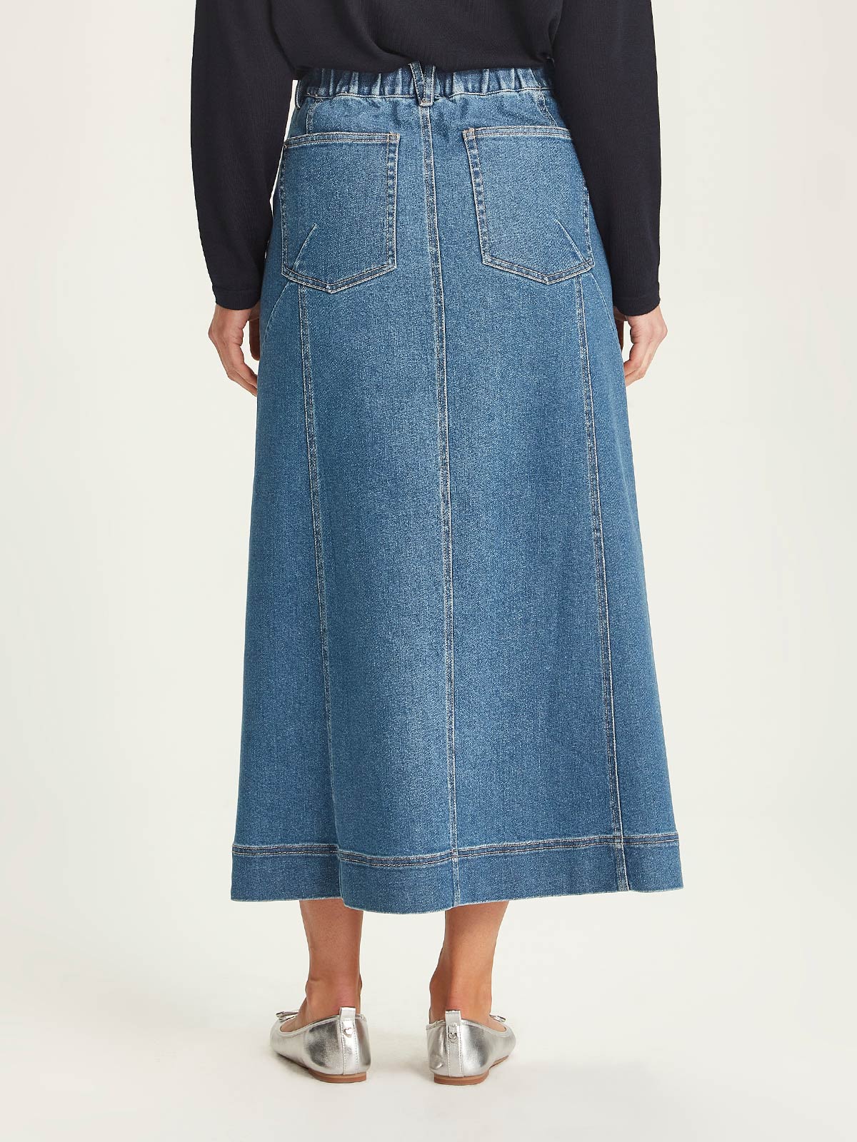 Harper Denim Skirt Sills Mid Wash