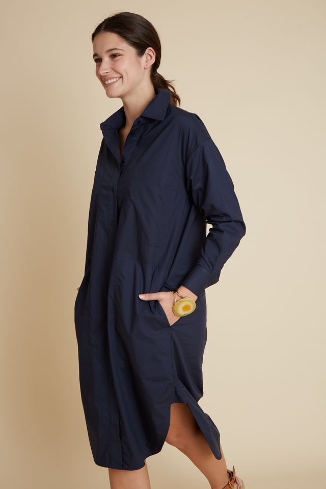 Dayle Cotton ShirtDress Velveteen Rabbit BR129 Navy